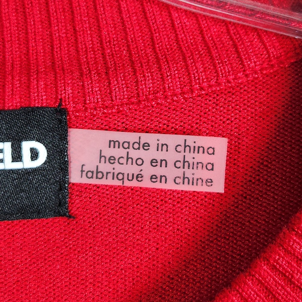 Karl Lagerfeld Paris Sweater Womens Small Red Gold Button Sleeve Pullover Office - Picture 4 of 9